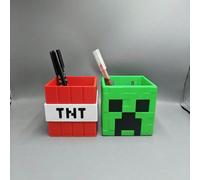 1 pièce Support de stylo en forme de bloc TNT Minecraft, support de stylo en forme de cube Creeper, support de stylo multifonction périphérique de jeu Minecraft Porte-stylo TNT,Porte-stylo Creeper,Por