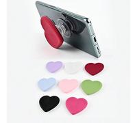 1 pièce Support de téléphone de bureau en forme de cœur à coussin d'air de couleur unie, anneau de préhension pour téléphone pliable universel et adhésif, support transparent/blanc, 2 styles aléatoire