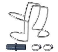 1 Pièce Support de tuyau de vidange en acier inoxydable avce 21mm Connecteur de conversion,Crochet de support de tuyau de vidange réglable,Argenté Clip de guidage de tuyau