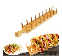 1 pièce Support en bois pour tortillas de maïs, Présentoir vertical pour tortillas pouvant contenir 8 coquilles de tacos molles ou dures, également pour pain plat mexicain, Set de service pour tortill