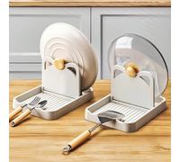1 pièce Support multifonctionnel pour ustensiles de cuisine, fourchette, cuillère, couvercle de poêle, spatule, support pliant de rangement des couverts, outil de cuisine pratique, cadeau de Noël gris