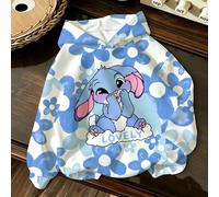 1 pièce sweat-shirt à capuche à manches longues style coréen frais et apaisant pour jeunes filles, motif imprimé floral bleu & blanc à l'encre avec lapin mignon de dessin animé, convient pour le port 