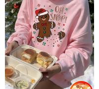 1 pièce sweat-shirt à capuche avec imprimé de poupée de Noël portant un bonnet de Père Noël pour les jeunes filles, vêtement décontracté pour étudiants, doublure thermique épaisse, coupe ample, manche