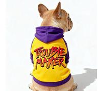 1 pièce sweat-shirt à capuche en polyester imprimé bicolore "Trouble Maker", confortable et respirant pour le port intérieur/extérieur des chats et des chiens L,M,S,XL,XS,XXL,XXSHalloweenPolyester