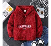 1 pièce sweat-shirt à capuche zippé essentiel pour jeune garçon, style décontracté collège, confortable et pratique, tout-aller avec broderie lettre, épais et chaud, idéal pour les tenues de jeune gar