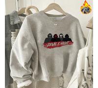 1 pièce Sweat-shirt col rond en molleton doublé, motif graphique de masque de la Nuit des Diables, cadeau d'anniversaire ou de fête idéal, doux et confortable L,M,S,XL,XSLettres,SloganTissu composite