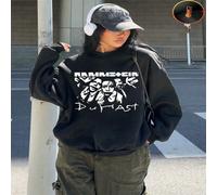 1 pièce Sweat-shirt col rond en polaire imprimé avec le graphique du groupe Rammstein, décontracté. Cadeau d'anniversaire ou de fête parfait pour les femmes. L,M,S,XL,XSLettres,SloganTissu composite