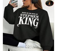 1 pièce Sweat-shirt col rond en polaire imprimé, inspiré des romans de Stephen King, décontracté. Cadeau d'anniversaire ou de fête idéal. L,M,S,XL,XSLettres,SloganTissu composite