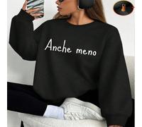1 pièce sweat-shirt en polaire avec imprimé lettres Anche Meno pour femmes, style casual, cadeau parfait pour les fêtes, anniversaire, convient pour un port quotidien. L,M,S,XL,XSLettres,SloganTissu c