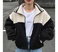 1 pièce Sweat-shirt-shirt décontracté pour femme à porter au quotidien, col montant avec fermeture éclair, en matériaux mélangés, doublé polaire, pour l'automne L,M,S,XLBlocs de couleur,Lettres,RayéPo