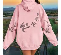 1 pièce Sweat-shirt-shirt décontracté pour préadolescentes avec imprimé tortue, doublure thermique chaude, design coloré inspiré de la vie océanique pour stimuler l'imagination des jeunes, automne/hiv