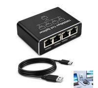 1 Pièce Switch Ethernet 4 Port 1000 Mbps, Multiprise RJ45 1 à 4 Splitter Network Gigabit LAN Hub RJ45 avec Alimentation USB 5V, Mini Commutateur Réseau 4 Ports pour Ordinateur, Routeur, TV, Box, Co