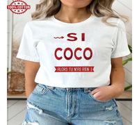1 pièce T-shirt à manches courtes 100% coton avec l'impression "Si tu n'as pas de coco dans ta vie", mode décontractée pour femmes L,M,S,XLLettresTissu tricoté