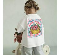 1 pièce T-shirt à manches courtes pour jeunes filles avec imprimé "Merveilleux et redoutable" de papillon et floral, vêtements de style décontracté et de foi 6Y,7Y,8Y,9Y,4Y,5Y,2-3YLettres,Fruits & lég