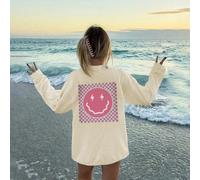 1 pièce T-shirt à manches longues col rond pour filles et jeunes, avec imprimé éclair et visage souriant. Un design de T-shirt inspirant l'audace et le courage pour les filles intrépides en automne. 6