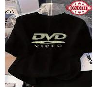1 pièce T-shirt court à manches courtes pour femme en coton 100% rétro, imprimé graphique de vidéo DVD, style décontracté oversize streetwear L,M,S,XLGéométrique,LettresTissu tricoté