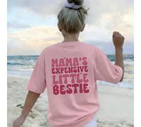 1 pièce T-shirt décontracté à col rond et manches courtes pour filles avec imprimé de lettres anglaises colorées, apporte de la joie et du bonheur à chaque enfant ! MA PETITE MEILLEURE AMIE CHÈRE 6Y,7