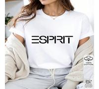 1 pièce T-shirt en 100% coton pour femmes avec logo "ESPRIT" en impression audacieuse, design minimaliste classique avec une touche moderne épurée. L,M,S,XLGéométrique,Cœur,PlantesTissu tricoté