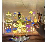 1 pièce Tableau à dessin acrylique effaçable lumineux, bloc-notes effaçable lumineux à LED, tableau de message, mémo, bloc-notes lumineux alimenté par USB, tableau de graffiti réutilisable avec suppor