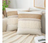 1 pièce Taie d'oreiller à franges bohème, couverture de coussin de canapé en canevas patchwork (Noyau d'oreiller non inclus) 45*45,50*50,2 pièces-45*45 B,2 pièces-50*50RayéPolyester