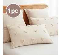 1 pièce Taie d'oreiller beige, couleur unie, amoureuse tridimensionnelle, procédé de capitonnage, literie, super douce, quatres saisons, mignonne, une paire sans noyau, jumeau, double, queen, king 50c