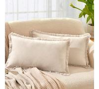 1 pièce Taie d'oreiller décorative à franges noires (sans insert), confortable style de ferme lavé en tissu doux avec frange 45*45,60*60,30*50,50*50Unicolore,RayéPolyester