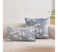 1 pièce Taie d'oreiller décorative en brume bleue avec broderie florale, convenant à la décoration d'intérieur, utilisable en toutes saisons, sans insert 45*45,30*50PlantesVelours