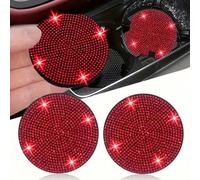 1 pièce Tapis antidérapant pour porte-gobelet de voiture élégant avec strass, base en silicone imperméable et anti-fuite, protège contre les déversements de café, de thé au lait et d'eau, amortit les