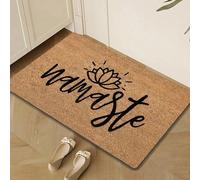 1 pièce Tapis d'accueil Namaste avec motif de lotus - Tapis d'entrée durable et lavable en machine pour l'intérieur/extérieur, 100% polyester à poil bas pour la décoration de la maison, tapis d'entrée