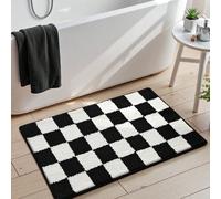 1 pièce Tapis de bain à carreaux, doux floqué, fond antidérapant, absorbant, respirant, lavable en machine, convient pour évier, chambre, salle de bain, tapis de décoration, accessoire de salle de bai