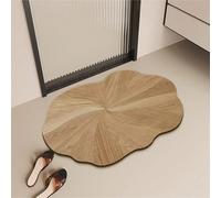 1 pièce Tapis de bain à motif de grain de bois asymétrique, tapis de sol de salle de bain en caoutchouc super antidérapant, paillasson d'entrée extérieur, tapis décoratif d'intérieur, tapis de salle d