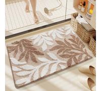1 pièce Tapis de bain avec motif de plante, doux et absorbant avec fond antidérapant, lavable en machine. Convient pour le salon, la coiffeuse, la baignoire, la douche, l'évier. Couleur kaki, surface 