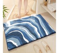 1 pièce Tapis de bain non glissant texturé, motif géométrique doux, tapis de bain extra épais et doux, toutes saisons, style frais, fond antidérapant en TPR, absorbant et facile à nettoyer, lavable en