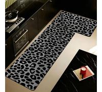 1 pièce Tapis de cuisine antidérapant premium imprimé léopard gris 3,5 mm, découpable, tapis de sol absorbant anti-fatigue en terre de diatomée, tapis de sol de salle de bain, petit tapis de couloir, 