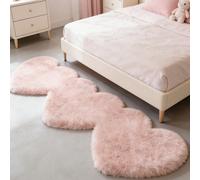 1 pièce Tapis de décoration en forme de triple cœur rose, décoration de chambre en peluche pour la Saint-Valentin, petit tapis, tapis, décoration d'amour pour la maison, tapis de salon, tapis de chamb