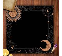 1 pièce Tapis de divination Tarot Soleil et Lune mystérieux - Nappe d'astrologie en polyester avec signes du zodiaque, motifs de lune croissante et d'étoiles, décoration parfaite pour la maison, sans 