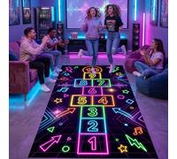 1 pièce Tapis de jeu de saut néon vintage, tapis de jeu rectangulaire en fibre de polyester, convient pour les événements à thème des années 80/90, les jeux de groupe, les jeux pour garçons, les jeux 