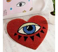 1 pièce Tapis de salle de bain asymétrique en forme de cœur avec motif d'œil, tapis de pied de baignoire décoratif pour la Saint-Valentin, tapis de salle de bain moelleux antidérapant et absorbant, ac