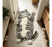 1 pièce Tapis de sol art extraterrestre chat British Shorthair bleu & blanc allongé, tapis décoratif, tapis de salon, tapis de chambre, tapis universel 40*80,1 tapis antidérapant,50*100,60*120,100*200