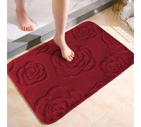 1 pièce Tapis de sol en flanelle avec motif en relief de rose, convenant pour un tapis de sol de la vie quotidienne, un tapis de sol de la Saint-Valentin, une décoration de salle de bain à la maison, 