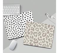 1 pièce Tapis de souris carré mignon à motif léopard gris, tapis de bureau en caoutchouc naturel antidérapant pour ordinateur sans fil et portable Points noirs et blancs,Imprimé léopard grisGéométriqu