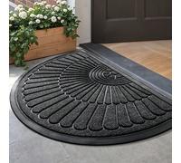 1 pièce Tapis en caoutchouc de style rétro et moderne de forme demi-ronde rayé gris, en polypropylène. Gratte-boue, sans porte, facile à nettoyer. Convient pour les entrées intérieures et extérieures,
