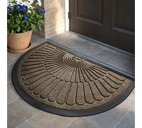 1 pièce Tapis en caoutchouc polypropylène, demi-cercle, style rétro rayé moderne, grattoir, non bloquant, facile à nettoyer, convient pour l'entrée extérieure et intérieure, décoration de salle de bai