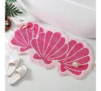 1 pièce Tapis en forme de coquille Saint-Jacques, tapis de décoration de salle de bain de style océan, trois coquillages connectés, style frais et doux, convient pour le chevet de la chambre, l'entrée