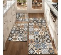 1 pièce Tapis en silicone à motif rétro, paillasson d'accueil à carreaux colorés, tapis absorbant antidérapant pour la cuisine, la ferme, l'entrée, l'intérieur, la chambre, la cuisine, la salle à mang