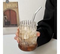 1 pièce Tasse à café en verre de 530 ml avec paille, convient pour un usage domestique, idéal pour les boissons, le thé au lait, etc., parfait pour la rentrée scolaire 530 mlVerre