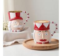 1 pièce Tasse en céramique créative Casse-noisette, Mug en céramique Soldat Casse-noisette, Tasse à eau Roi et Reine Visage Soldat Casse-noisette, Tasse, Une tasse de café, Cadeau de Noël, Mug, Tasse
