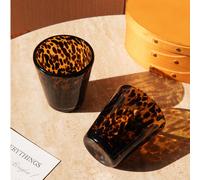 1 pièce Tasse en verre marron écaille de tortue de 220 ml, tasse en verre à imprimé léopard rétro, tasse à thé/eau vintage haut de gamme pour le salon, la cuisine, usage domestique, convient pour le c