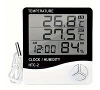 1 pièce Thermomètre et hygromètre numérique intérieur/extérieur HTC-2 avec fonctions de surveillance de la température, de l'humidité, d'horloge, de réveil et de calendrier, support arrière autoportan