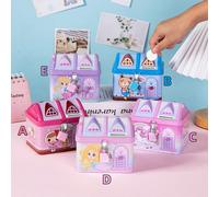 1 pièce Tirelire métallique, tirelire métallique en forme de maison de dessin animé avec serrure, meilleure A-S23 rose,B-S23 bleu,C-Licorne,D-Sirène Rose,E-Sirène Violet,F-Licorne BleueAnimalFer